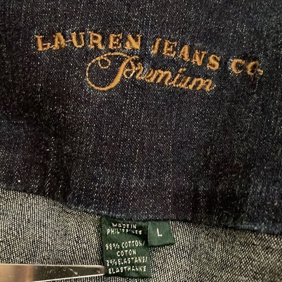 Ralph Lauren Jean Co. Blue Denim Jean Jacket Womens Size Large Dark Wash - Picture 2 of 8